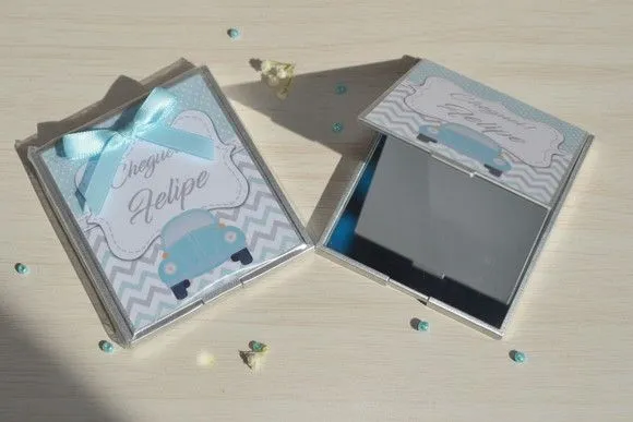 Lembrancinha Espelho - Carrinho Personalizado - feito à mão por Mi Papelaria Criativa