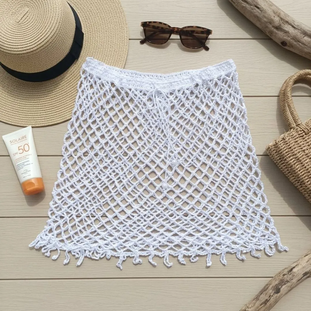 Saia saída de praia em crochê