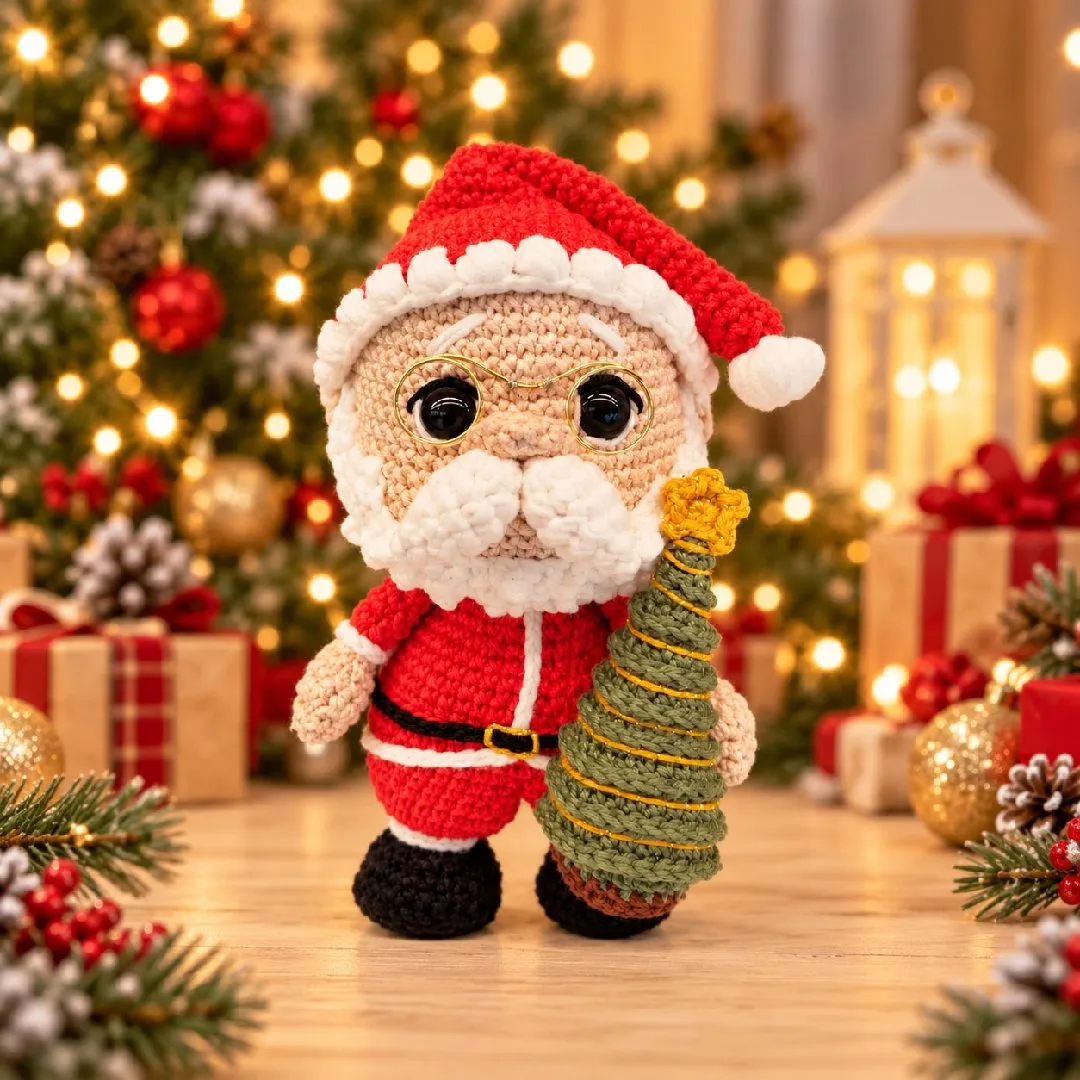 🎅 Papai Noel e Mamãe Noel Amigurumi em Crochê com Árvore de Natal Artesanal 🎄 | Decoração Natalina Feita à Mão - foto 2