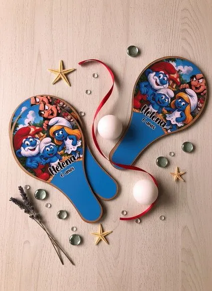 Raquete Ping Pong - Smurff - feito à mão por Mi Papelaria Criativa