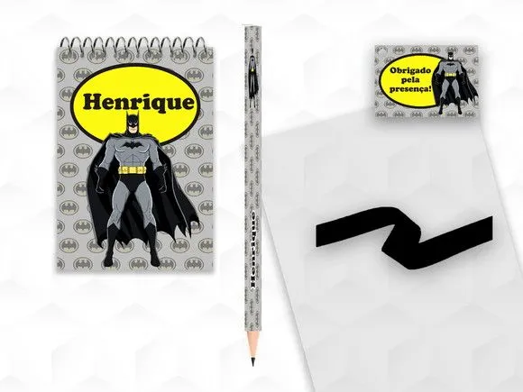 Bloquinho com Lápis Batman Personalizado - artesanato feito à mão por creativitybynina