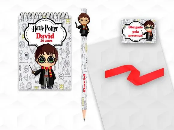 Bloquinho com Aplique Harry Potter Personalizado - artesanato feito à mão por creativitybynina