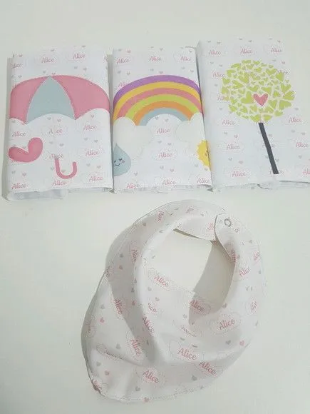 Kit babador e paninhos para bebê