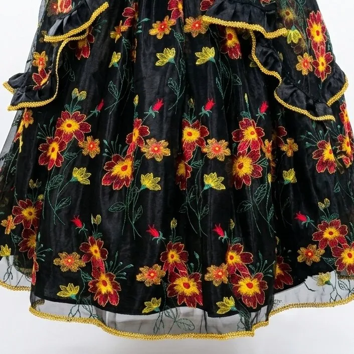 Saia de Pombagira de Umbanda e Candomblé em Tule Bordado Preto Florida - foto 3