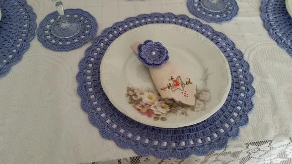 Kit Souplast Reno Azul em Crochê 12 Peças - foto 3