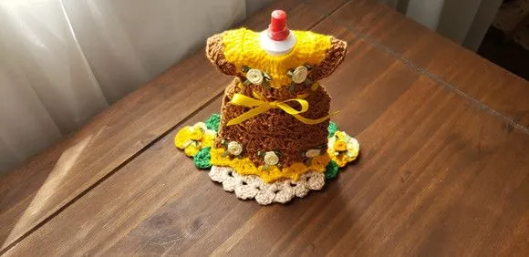 Capa para Adoçante Vestidinho Amarelo com Marrom Caramelo - foto 2