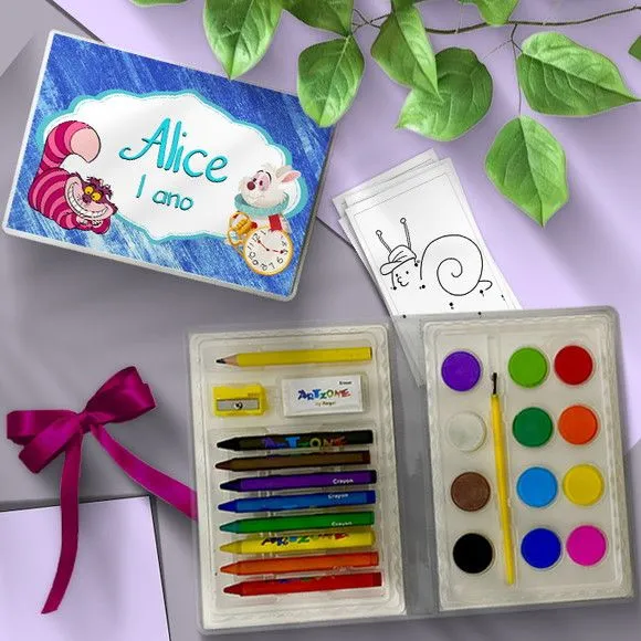 Estojo de Pintura 24pç - Alice no País Personalizado - artesanato feito à mão por Mi Papelaria Criativa
