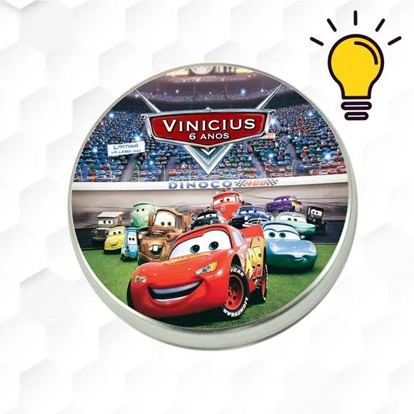 Latinha Metalizada Carros Disney Personalizada - feito à mão por Mi Papelaria Criativa