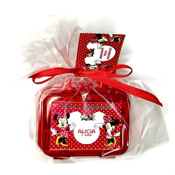 Maletinha Minnie Vermelha Modelar Personalizada - feito à mão por Mi Papelaria Criativa