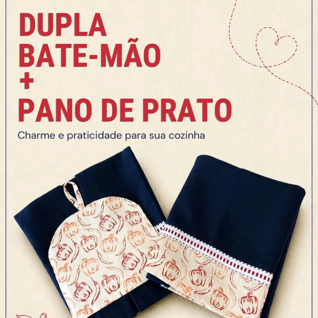 Kit 2 peças - Pano de prato e bate mão preto 3 - artesanato de Djulik