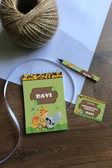 Bloquinho Safari Personalizado - artesanato feito à mão por Mi Papelaria Criativa