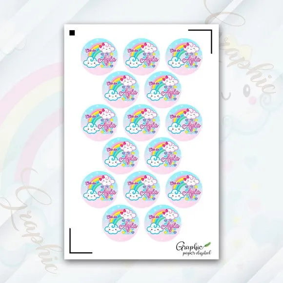 Cartela Adesiva Nuvens Personalizada - artesanato feito à mão por Mi Papelaria Criativa