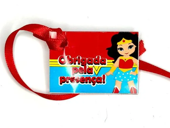 Tag Mulher Maravilha Personalizada - feito à mão por Mi Papelaria Criativa