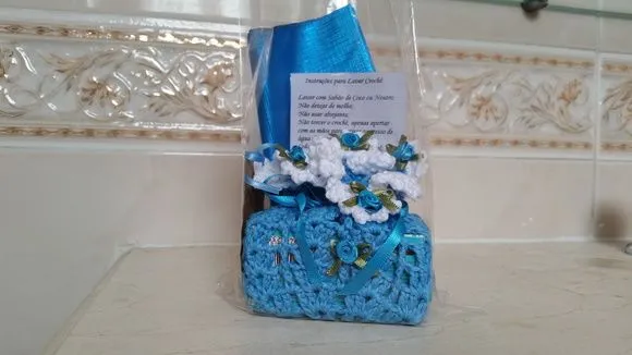 Sachê Porta Sabonete Safira com Branco - foto 3