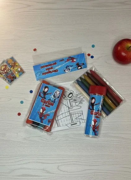 Kit Massinha + Giz + Bolha - Spidey Personalizado - feito à mão por Mi Papelaria Criativa