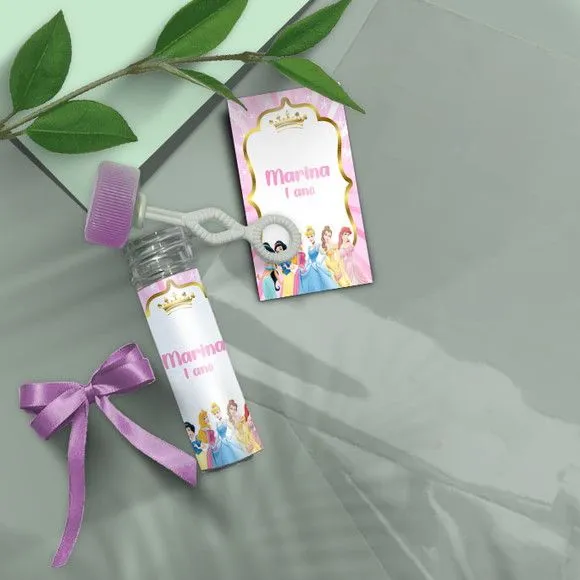 Bolha de Sabão - Princesas Disney Personalizado - artesanato feito à mão por Mi Papelaria Criativa