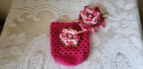 Capa para Potes 500 Grs Crochê Flash Flores Rosa Mesclado - foto 2