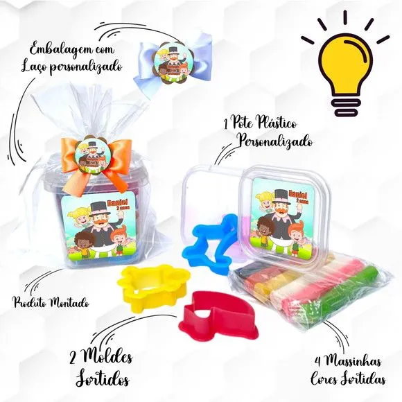 Massinha no Pote com Cortadores Mundo Bita Personalizada - feito à mão por Mi Papelaria Criativa
