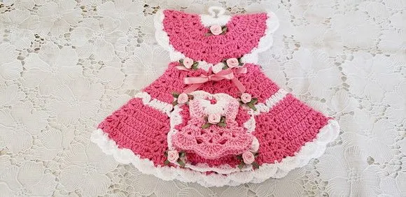 Porta Isqueiro em Crochê Vestido Rosa Pytaya 20 cm x 15 cm - foto 2