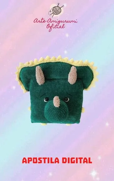 Receita Almofada Dinossauro - Amigurumi - feito à mão por Arte Amigurumi Oficial