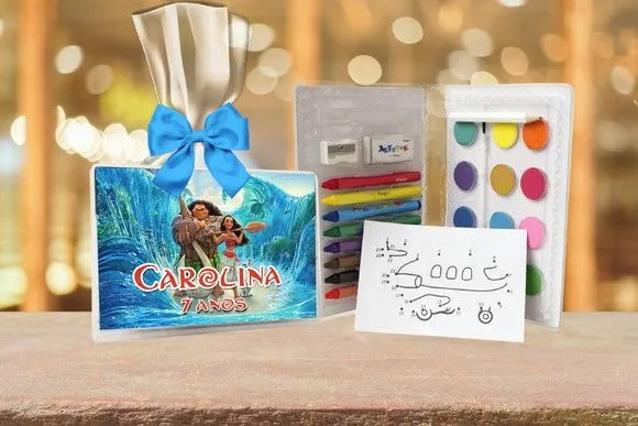 Estojo de Pintura Moana Personalizado - feito à mão por Artmanha Lembrancinhas