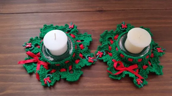 Conjunto de Porta Velas Natalina  Verde Natal - foto 5