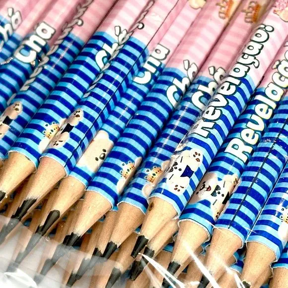 Mini Lápis Chá Revelação Personalizado - feito à mão por Mi Papelaria Criativa