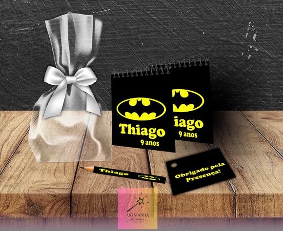 Bloquinho Batman Personalizado - feito à mão por Artmanha Lembrancinhas