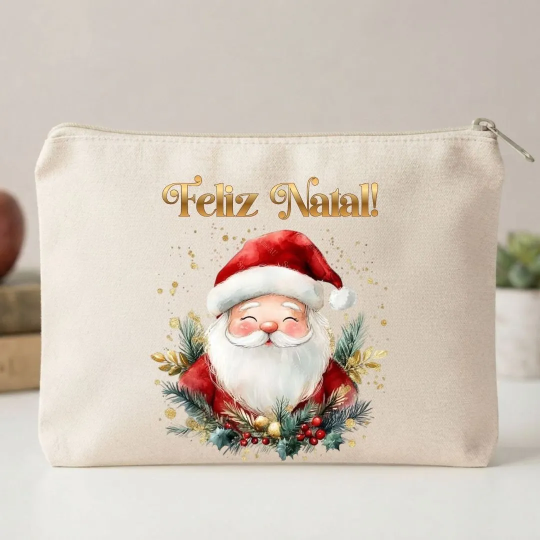 Nécessaire Personalizada em algodão Lembrancinha Natal Papai Noel - foto 3