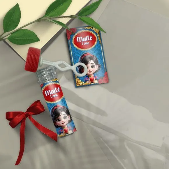 Bolha de Sabão - Branca de Neve Cute Personalizado - artesanato feito à mão por Mi Papelaria Criativa