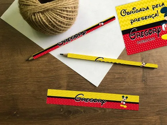 Lápis Mickey Personalizado - feito à mão por Mi Papelaria Criativa