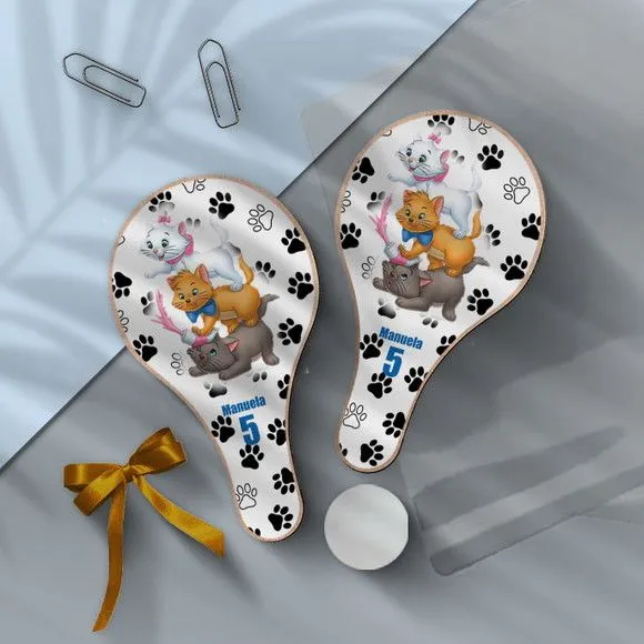 Raquete Ping Pong - Gatinho - feito à mão por Mi Papelaria Criativa