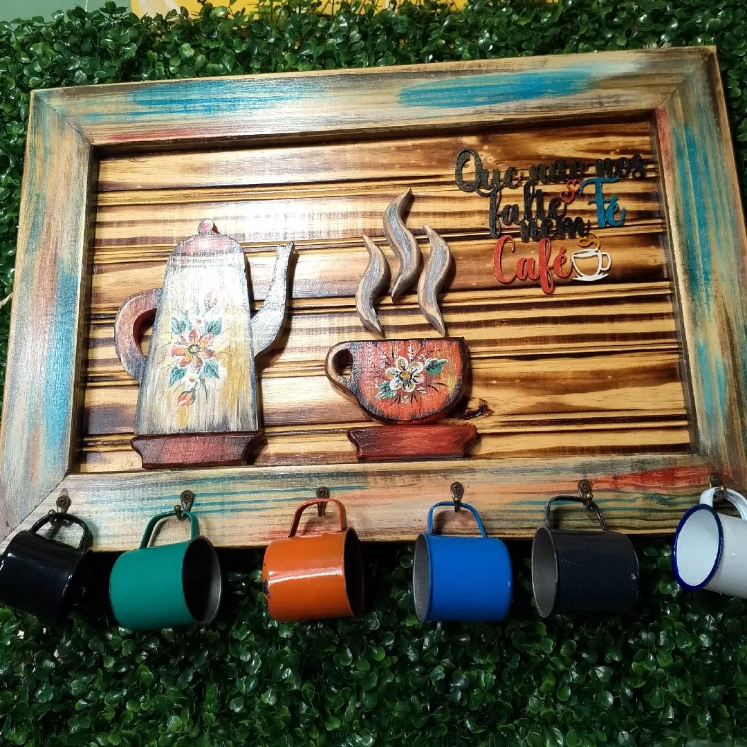 Porta xicaras rústico - foto 4