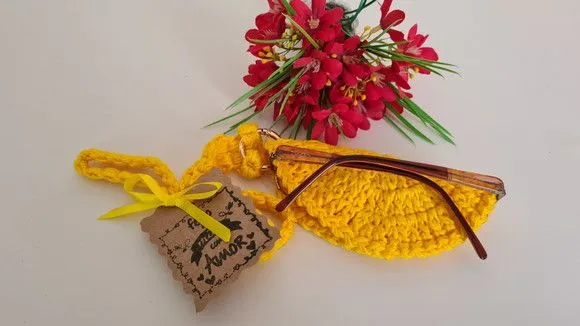 Porta Óculos em Crochê Amarelo - foto 3