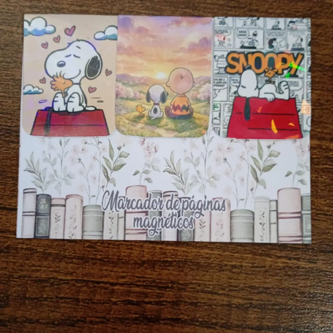 Marcador de Página Magnético Trio 1 - "Snoopy" - artesanato de Emejhu Personalizados