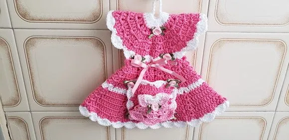 Porta Isqueiro em Crochê Vestido Rosa Pytaya 20 cm x 15 cm - foto 5