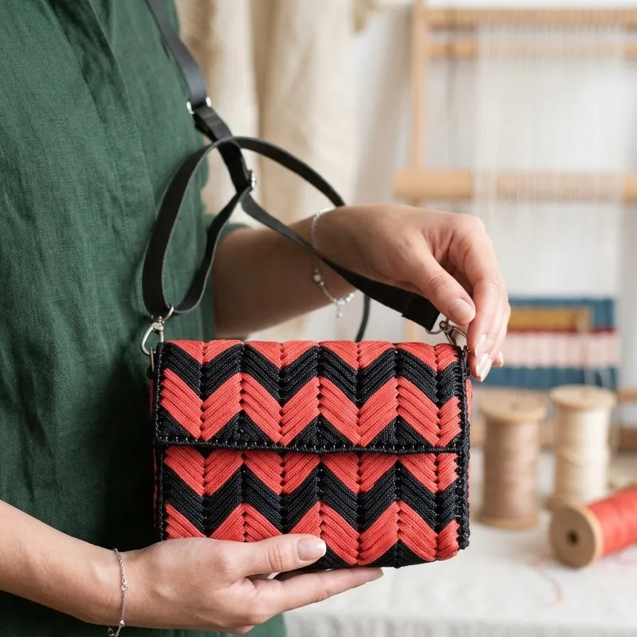 Bolsa bordada a mão em tela plástica, estilo italiana. - foto 4