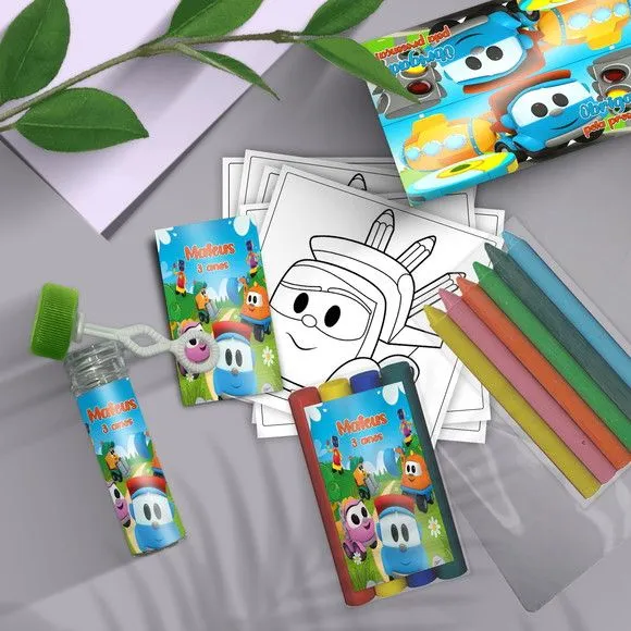 Kit Massinha + Giz + Bolha - Léo Caminhão Personalizado - artesanato feito à mão por Mi Papelaria Criativa