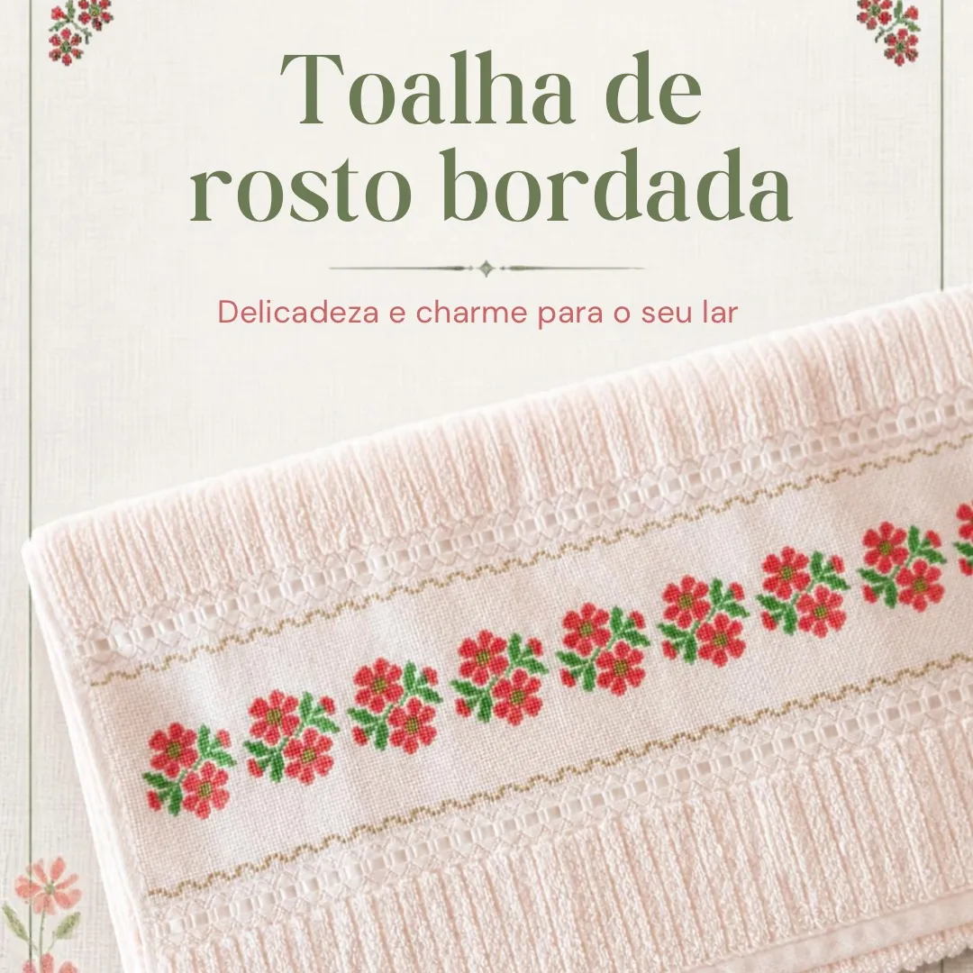 Toalha de rosto bordada 7 - artesanato feito à mão por Djulik