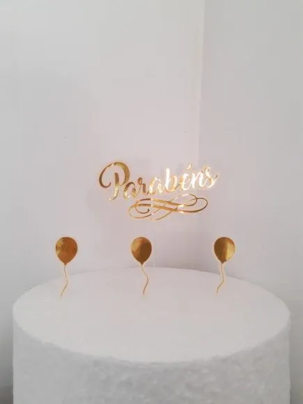 Topo de Bolo Parabéns - Camadas - artesanato de Emejhu Personalizados