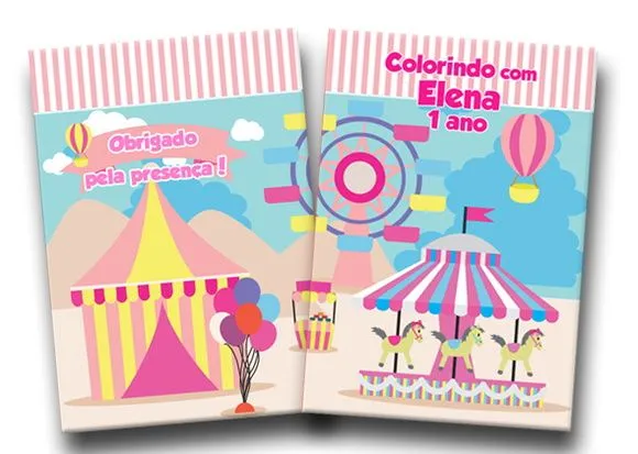Revista colorir parque de diversões rosa 14x10
