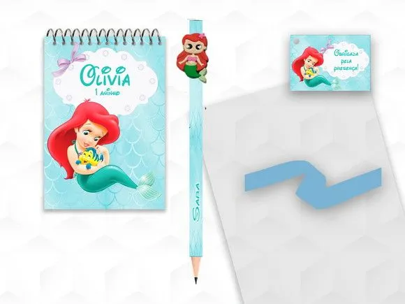 Bloquinho com Aplique Ariel Baby Personalizado - artesanato feito à mão por creativitybynina