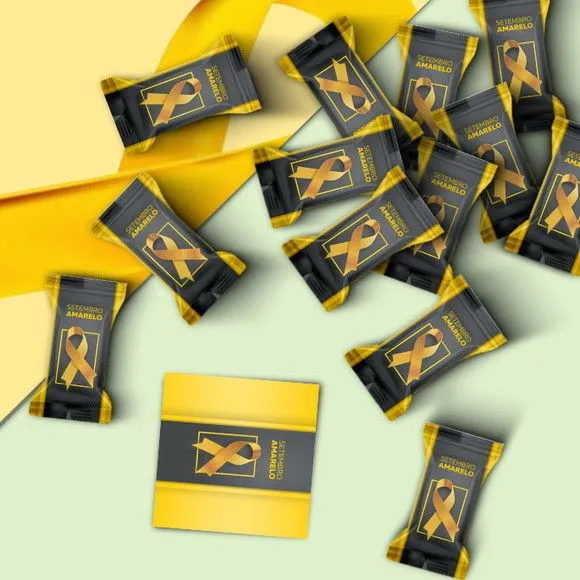 Bala - Setembro Amarelo Personalizado - artesanato feito à mão por Mi Papelaria Criativa