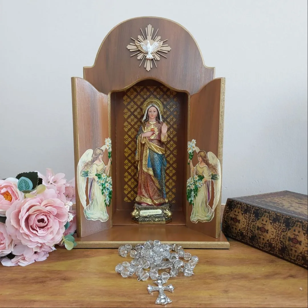 Oratório Capela Para Imagens De Até 22cm- Coleção Congonhas Anjos