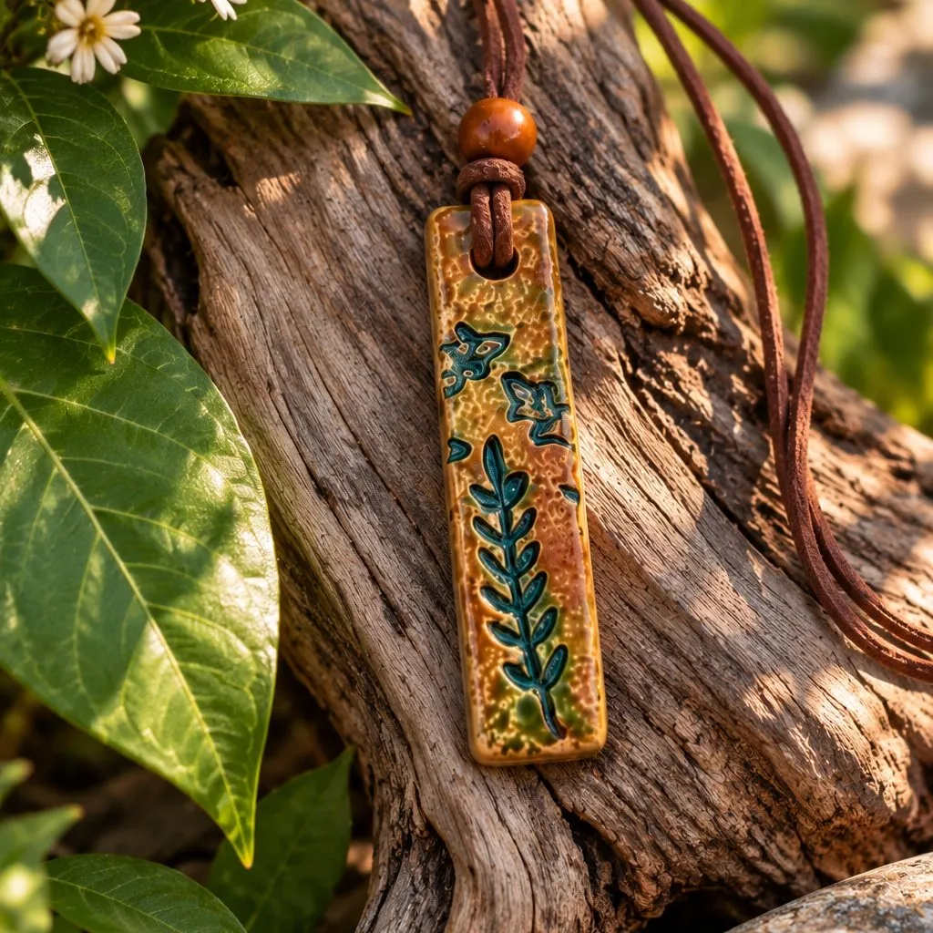 Colar Caminho da Natureza em Cerâmica Artesanal - artesanato feito à mão por Nuvem Dourada Biojoias de Cerâmica