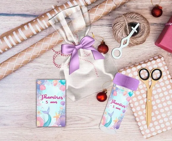 Bolha de Sabão Sereia Personalizada - feito à mão por Artmanha Lembrancinhas