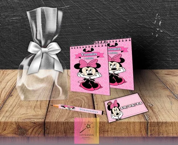 Bloquinho Minnie Personalizado - feito à mão por Artmanha Lembrancinhas