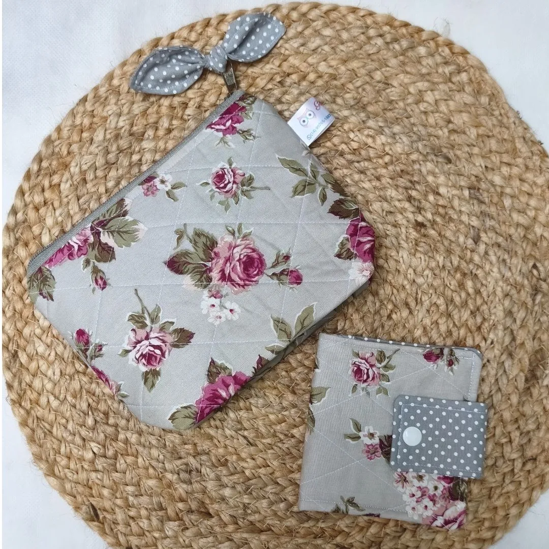 Kit Organizador de Bolsa Artesanal Necessaire + Porta Absorvente - artesanato de Gabi Jodas Ateliê