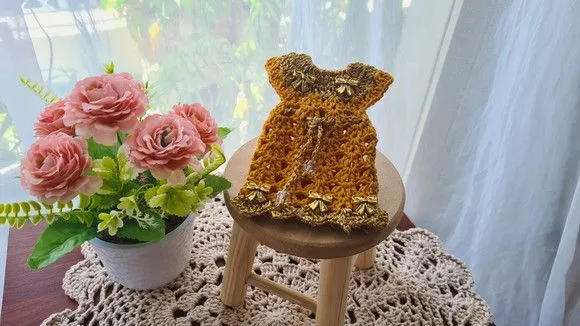 Capa para Adoçante Vestidinho Cinderela Dourado com Mostarda - foto 2