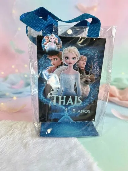 Sacola Transparente Frozen Personalizado - artesanato de Artmanha Lembrancinhas